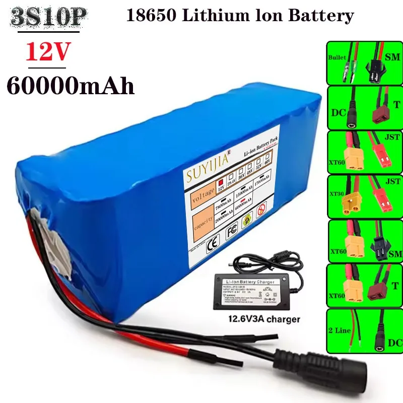 

18650 New production 3S10P 18650 - Lithium-ion battery 12V, 60Ah, Aste, for electric bikes, hoverboards, with 12.6V charger