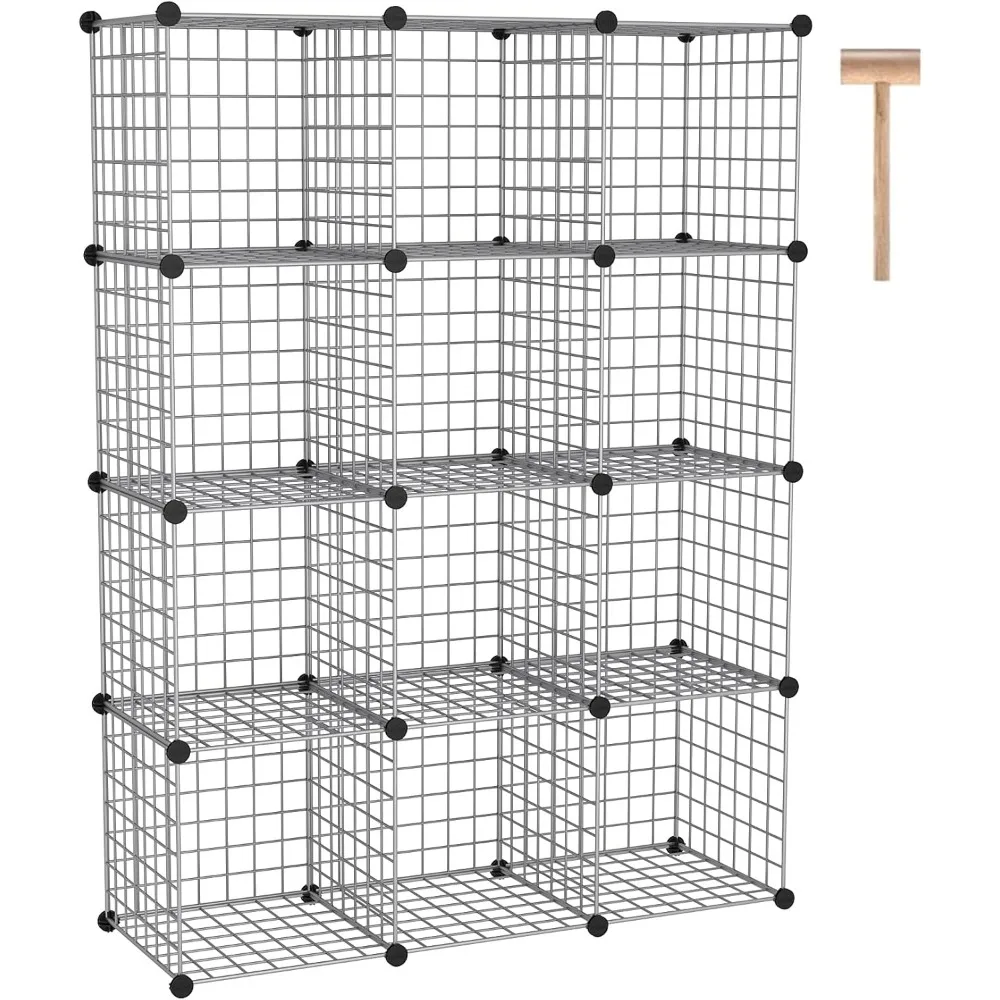 

12 - Cube Organizer Metal C Grids, Modular Shelves Units, Closet Organizer, Ideal for Home, Office, L