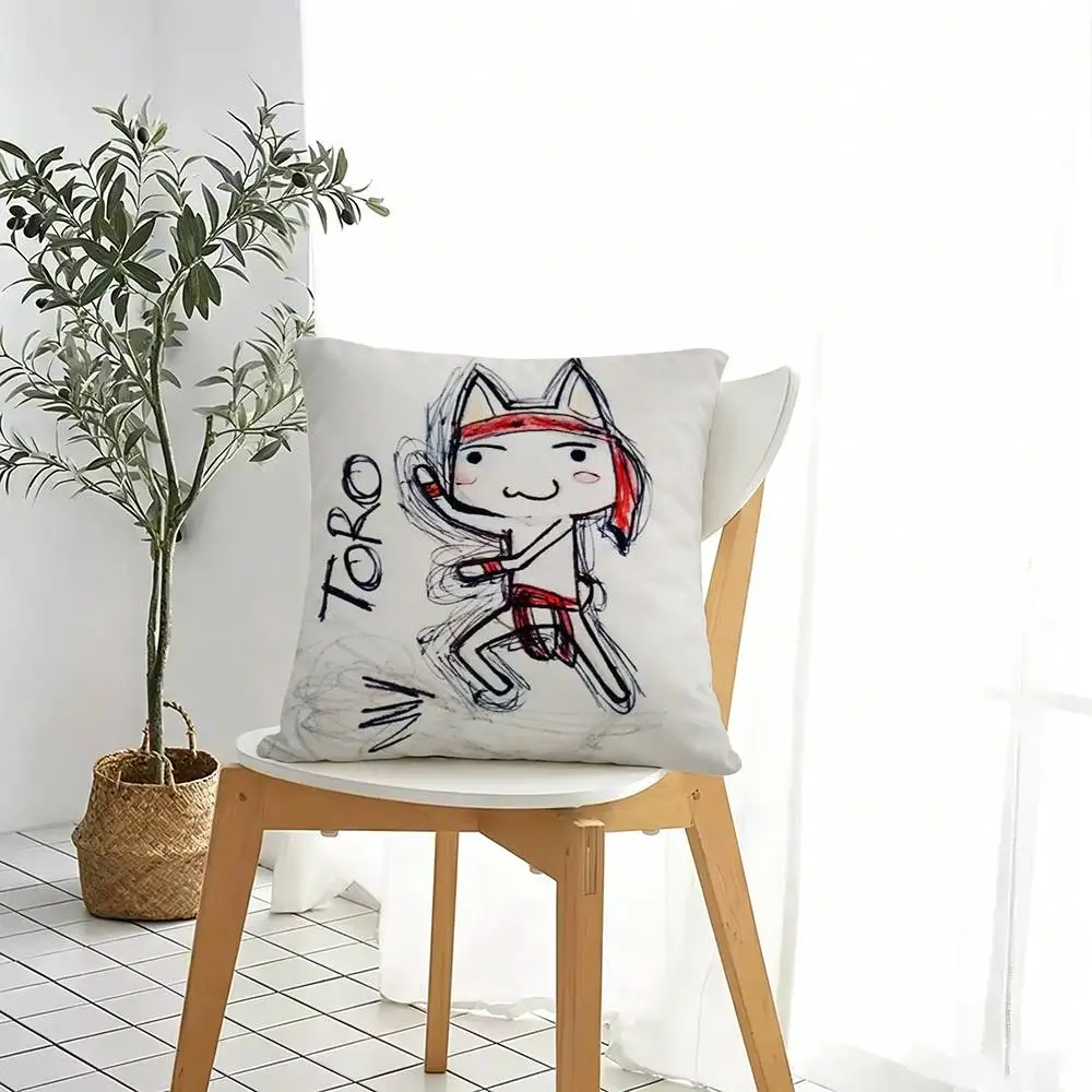 I-Inoue Cute Toro E-Enamel  Square Double-Sided printed Pillow Case Bedroom Bedside Pillow Sofa Cushion Cover Gift