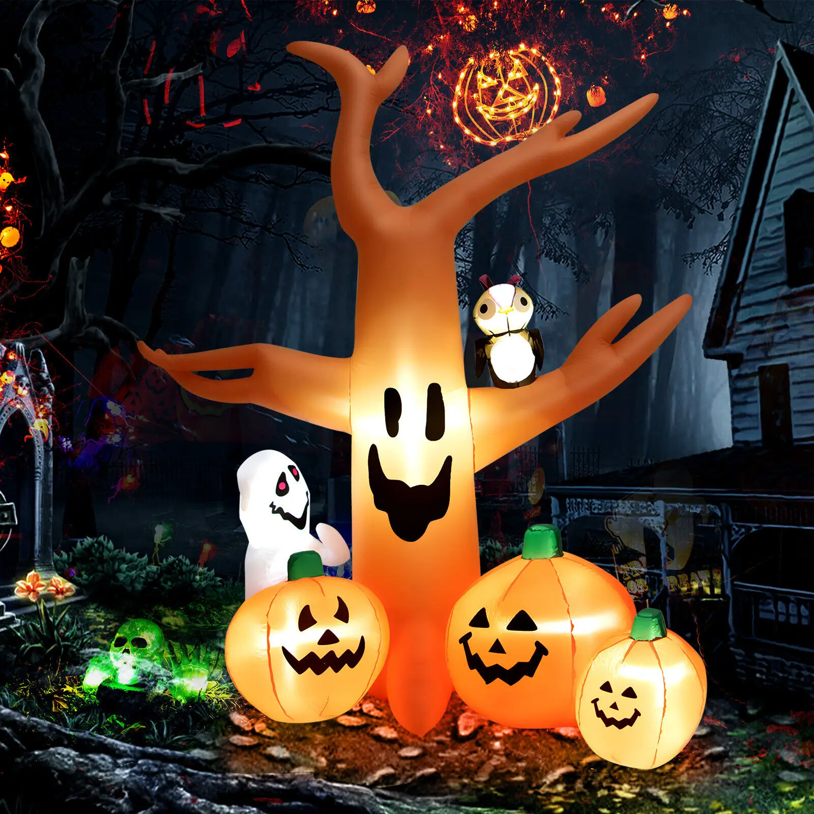 

Costway 8 FT Halloween Inflatable Dead Tree w/ Pumpkins Blow up Yard Decoration