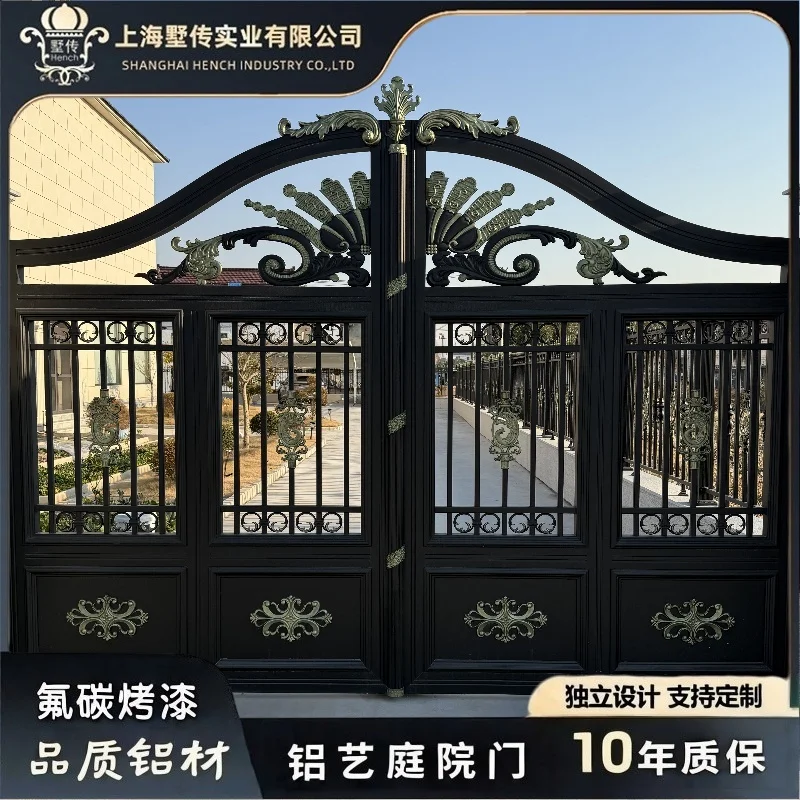 Home Garden Modern Decorative Powder Coated White Vertical Slat Aluminum Walkway Swing Entry Gate for Garden