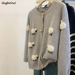Cardigans Women Bear Embroidery Autumn Winter Keep Warm Slouchy Tender Knitted Sweater Design All-match Outwear Stylish Korean
