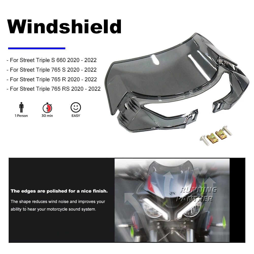 765S 765R Motorcycle Accessories Windshield For Street Triple S 660 Street Triple 765 S Street Triple 765 RS 765R 765S 2022-2022