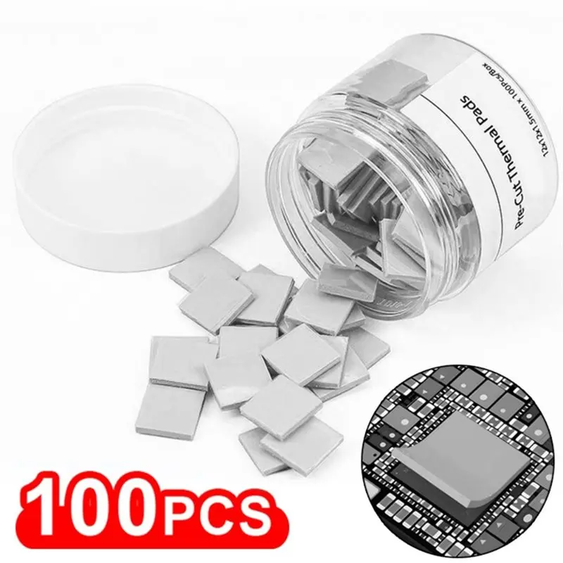 【SLEEK 】Thermal Silicone Pads 100PCS Pre-Cut Mat For Mobile Phone Notebook Motherboard For CPU Repair