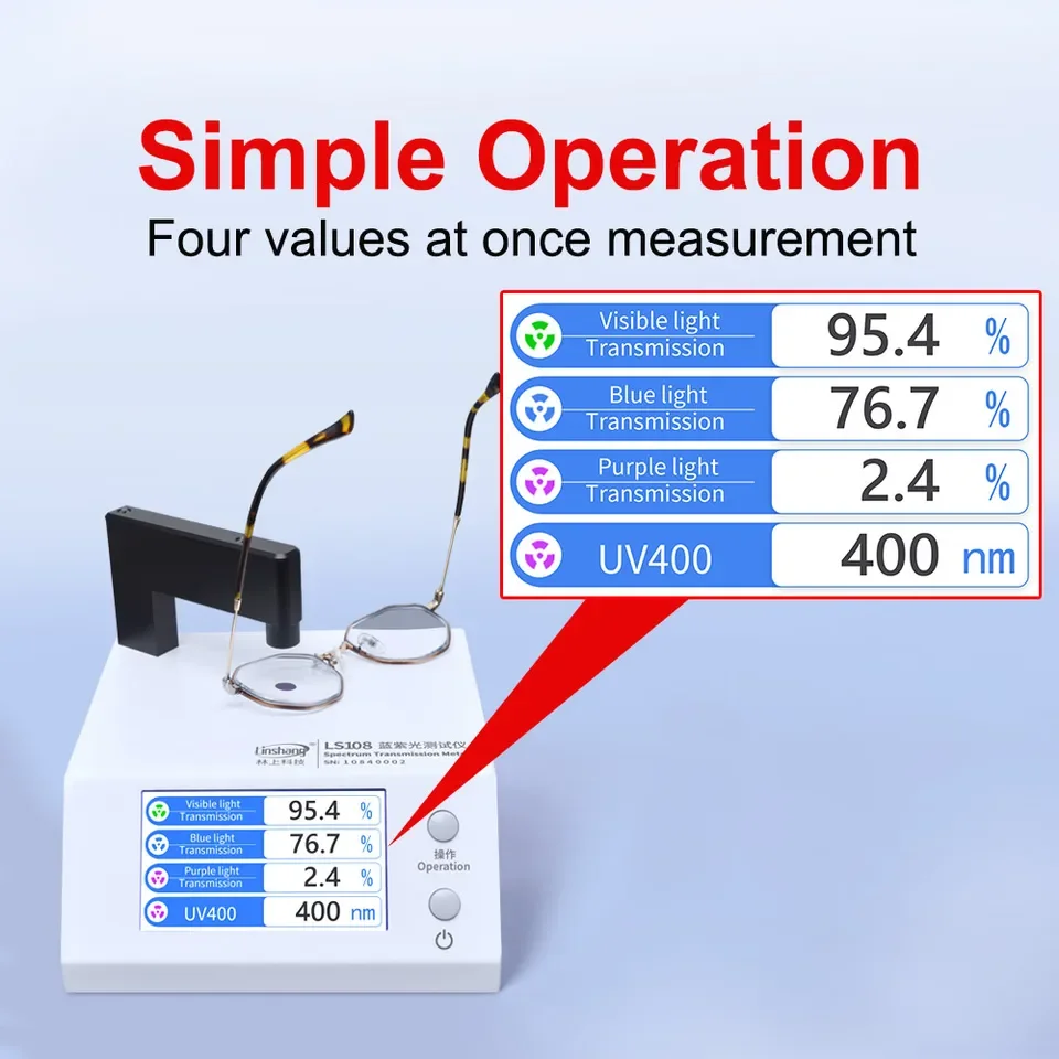 LS108 Spectrum Transmission Meter DC 5V1A Powered For Measuring Transmittance Block Rate Blue Light UV Protective Coatings 3