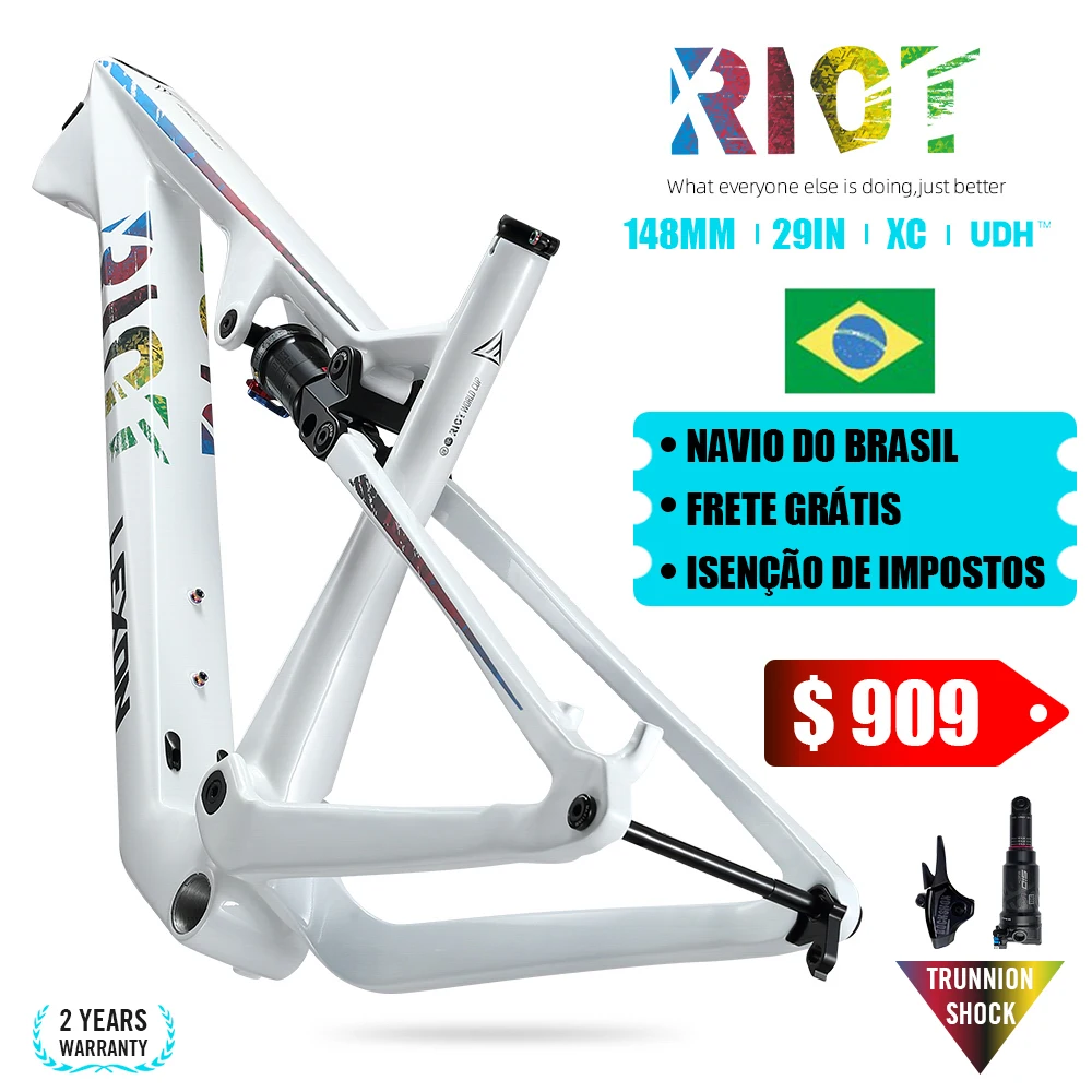LEXON-Quadro de Bicicleta Riot MTB, XC Carbon Mountain Bike Frameset, Suspensão Total, 29 Boost Frame, Rockshox XDB, Peças De Ciclismo