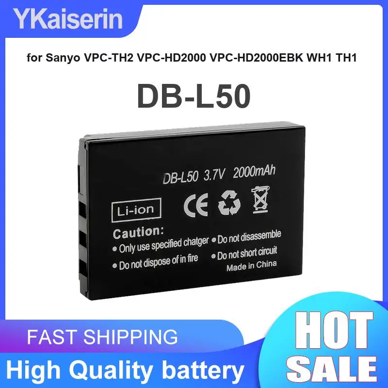 Hardwearing Fast Shipping 2000mAh For Sanyo Vpc-TH2 Vpc-HD2000 Vpc-HD2000EBK WH1 Vpc-TH2 TH1 DB-L50 Camera Battery