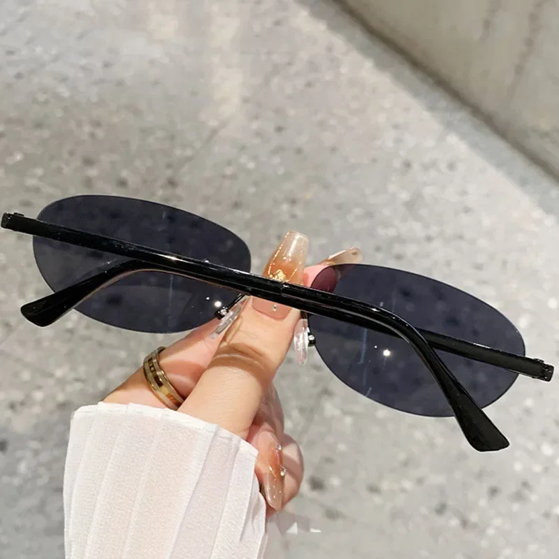 

New Retro Fashion Small Frame Elliptical Sunglasses for Women's Trendy Sunglasses Popular Punk Sexy Lentes De Sol Mujer