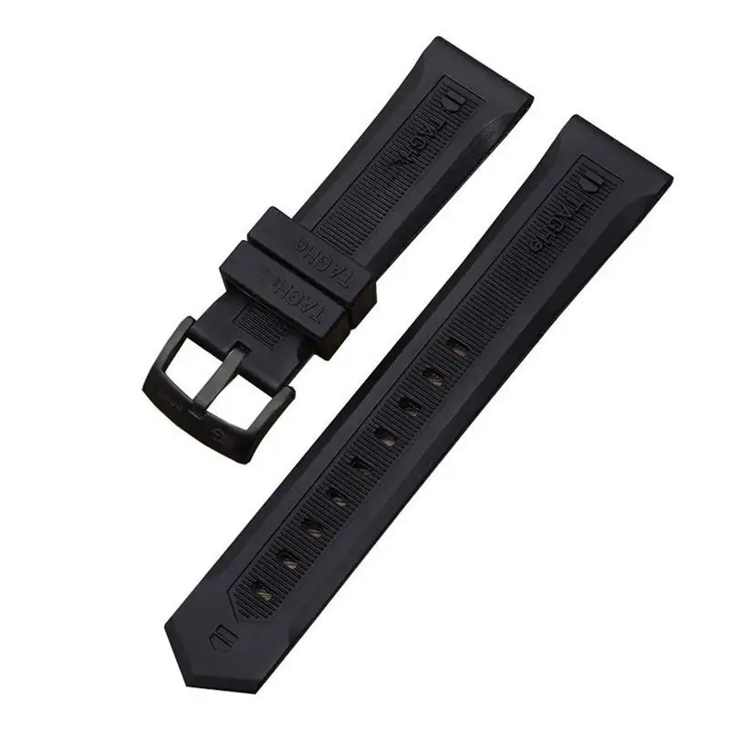 SCHIK For TAG HEUER Sports Silicone Tape Watch Band Natural Rubber Silicone Bracelet Waterproof Sweat Fine Steel Watch Buckle