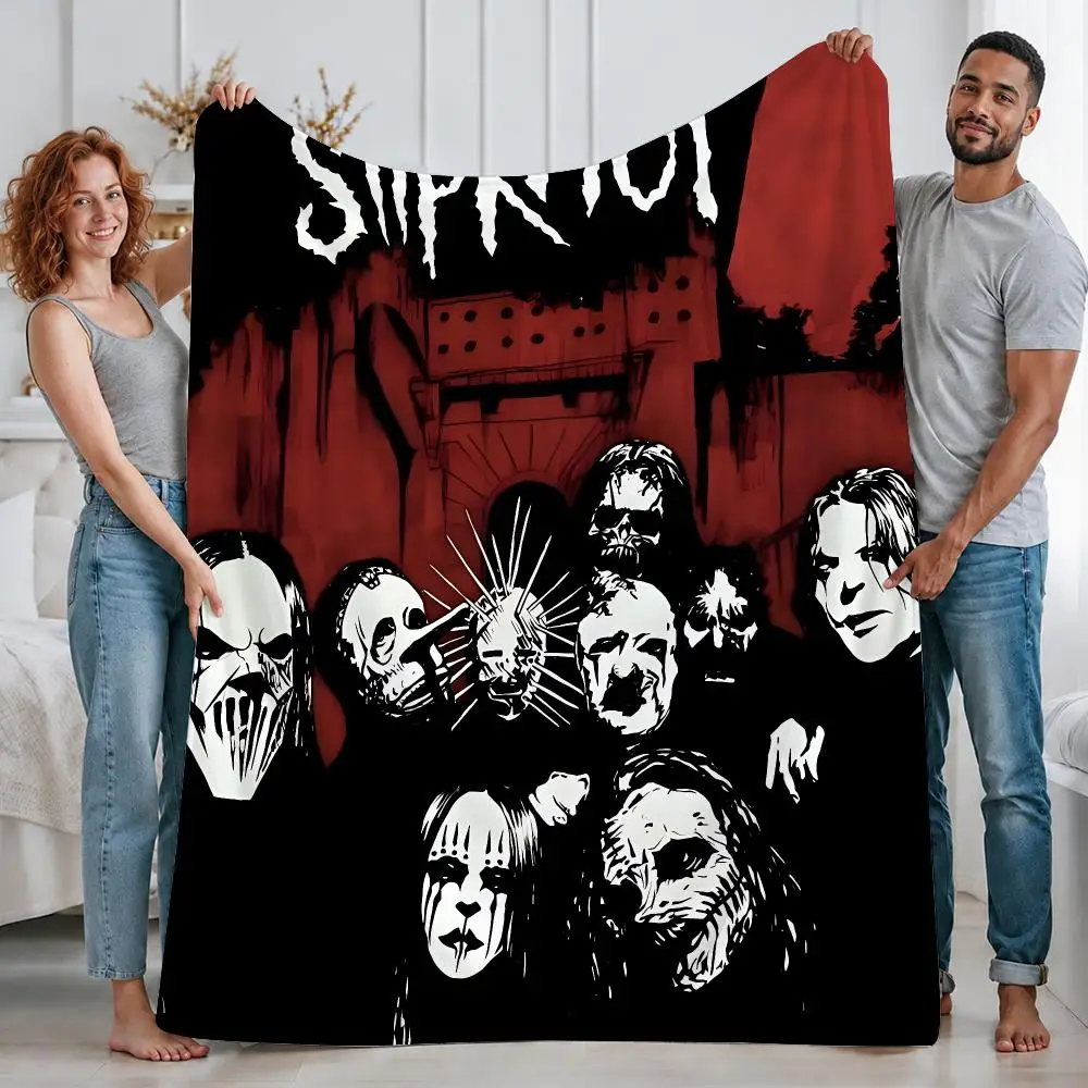 Gothic Band Slipknot Throw Custom Printed Flannel Fleece Blanket for Sofa Bed Office Travel & Camping
