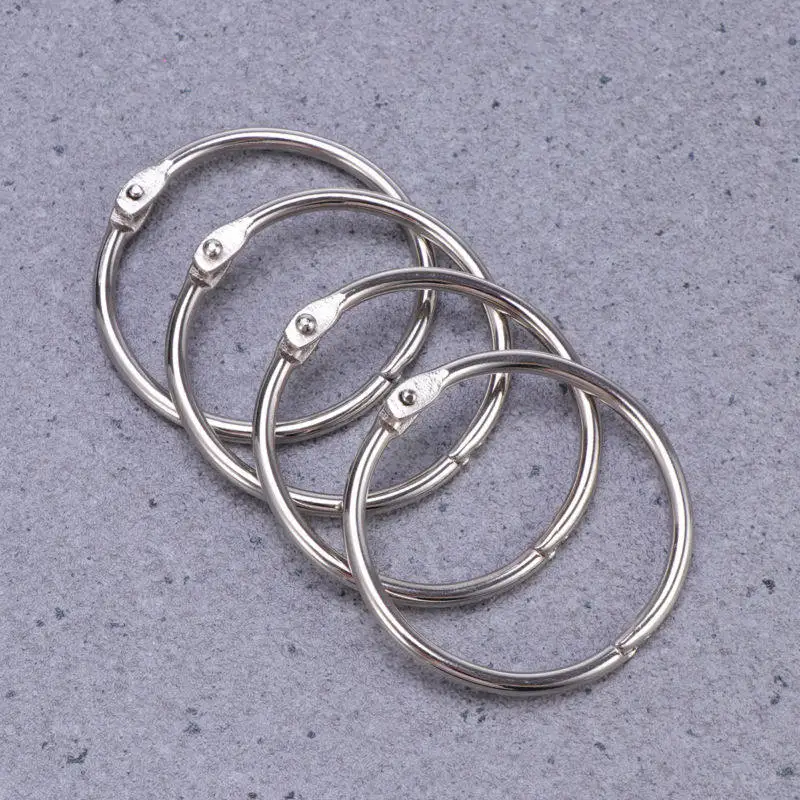 10Pcs Silver Metal Loose Leaf Binder Rings 4.5cm Book Rings for Organization Keychain Decorative Pendant Memo Filing Sample