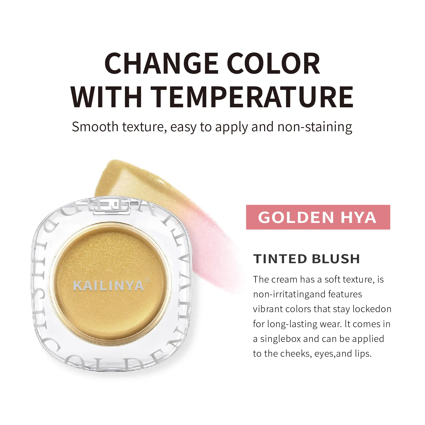 Color Changing Blush Stick, Temperature Activated PH Lip & Cheek Tint, 2 in 1 Watery Cream Blush Makeup, Matte Finish Natural F