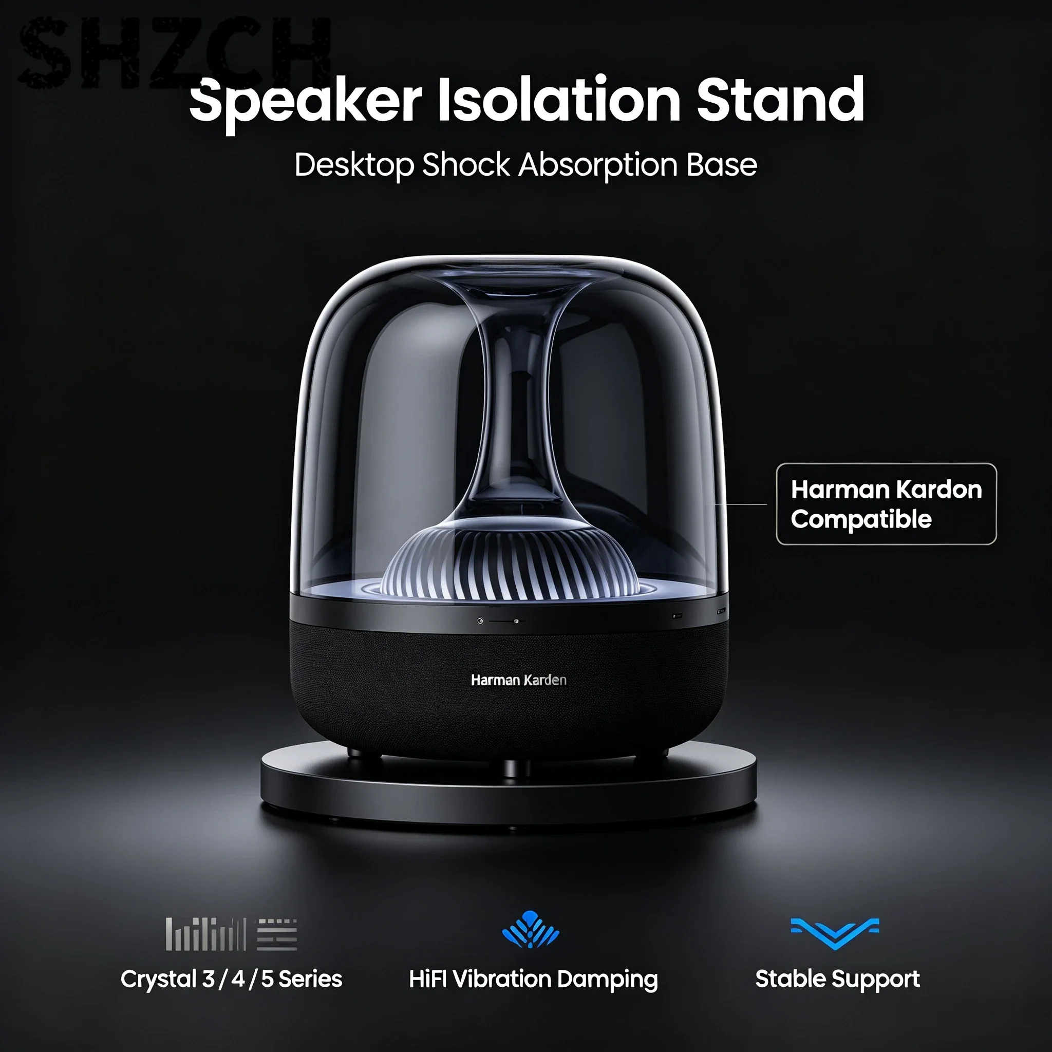 Speaker Isolation Stand, Desktop Shock Absorption Base for Harman Kardon Crystal 3/4/5 Series, HiFi Vibration Damping Base