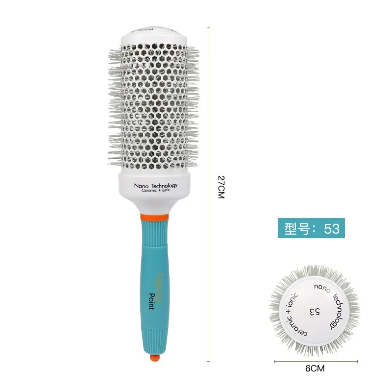 Peine de tubo de aluminio azul para cabello rizado, 1 cilindro de piezas, cepillo de masaje para peluquería, herramienta de peluquería