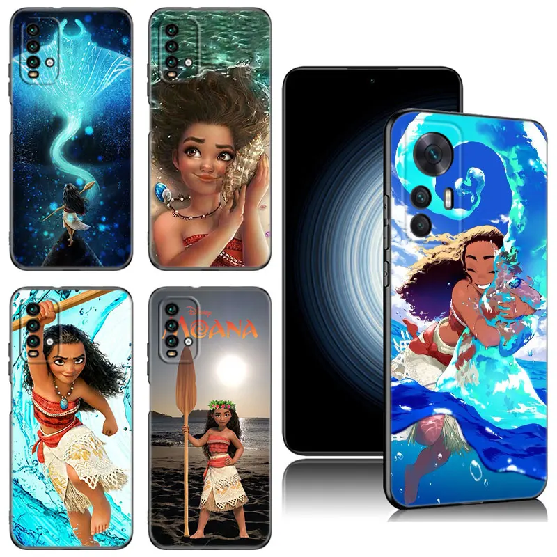 Disney Moana Black Phone Case For Xiaomi Redmi 11 Prime 11A 12C 13C A1 A2 Plus A3 12 4G 10 5G 9A 10A 9C 10C 9i 12R 13R Note 9T