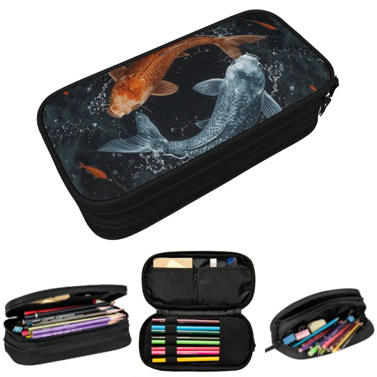 

Cartoon Koi Fish And Water Ripple Pencil Case for Kids Gifts Pen Box Pencil Bag Stationery Supplies Pen Holder Bag