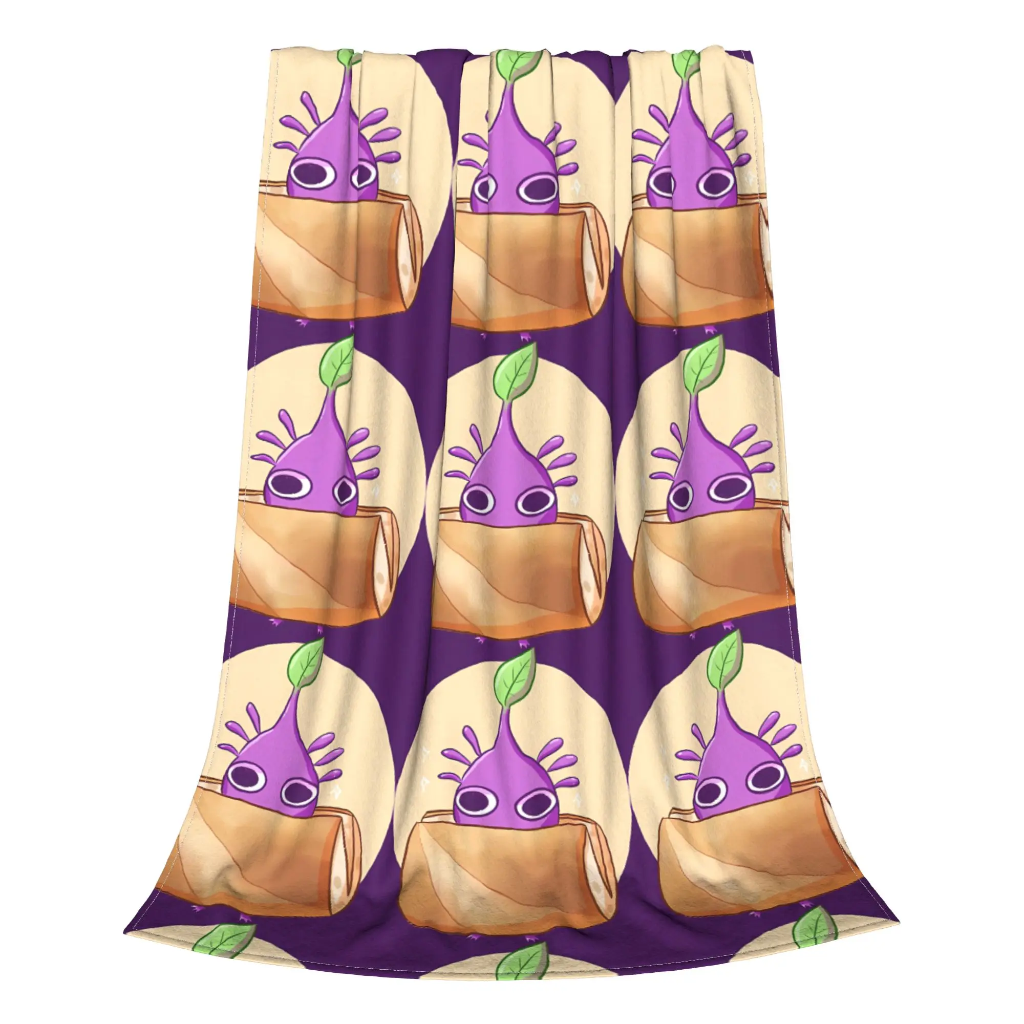 1PC Home Cutecore Purple Sprout Sprite Pikmin Blanket Super Cosy Plush Home Living Room Sofa Halloween