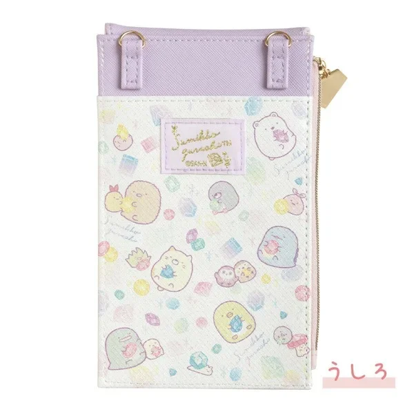 Sumikko Gurashi simpatiche Mini borse a tracolla per le donne ragazze in pelle piccola borsa per cellulare Kawaii viola Anime Messenger Sling Bags