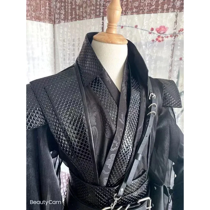 He Xuan-Peluca de disfraz de Cosplay Sha Po Lang, personaje Tian Guan Ci Fu Chang Geng Mo Ran, disfraz de Cosplay negro Hanfu para mujeres y hombres