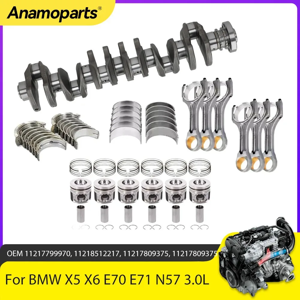 

Engine Crankshaft Con Rod Bearing Piston Fit 3.0L V6 Diesel N57 For BMW F01 F10 F30 X5 X6 730d 740d 530d 540d 330d 3.0L N57D30