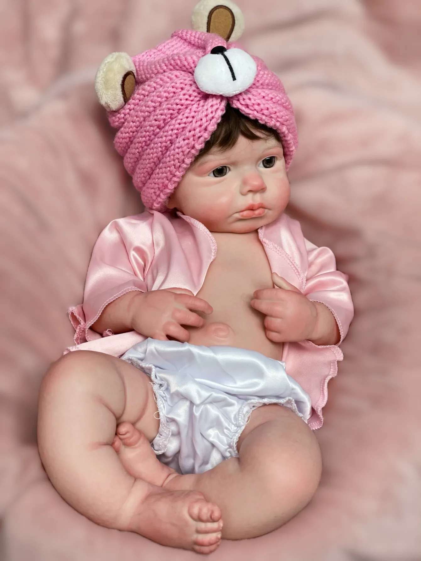 18 Inch Loulou Full Silicone Reborn Girl Handmade Newborn Baby Doll 3D Painted Skin Lifelike Bebe Doll