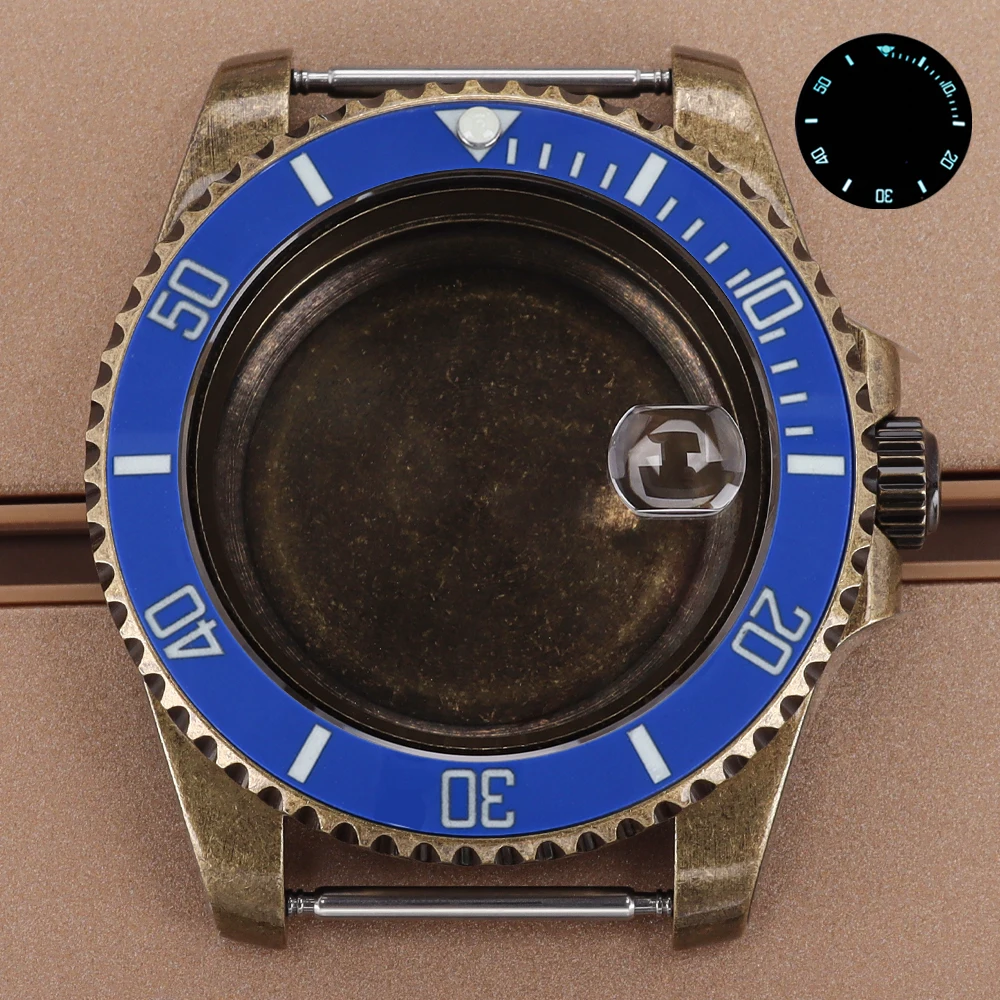 

40mm Retro NH35 Watch Case C3 Luminous Bezel Sapphire Crystal For SUB NH35 NH36 NH38/34 4R36 Movement 28.5mmDial Watch Seiko Mod