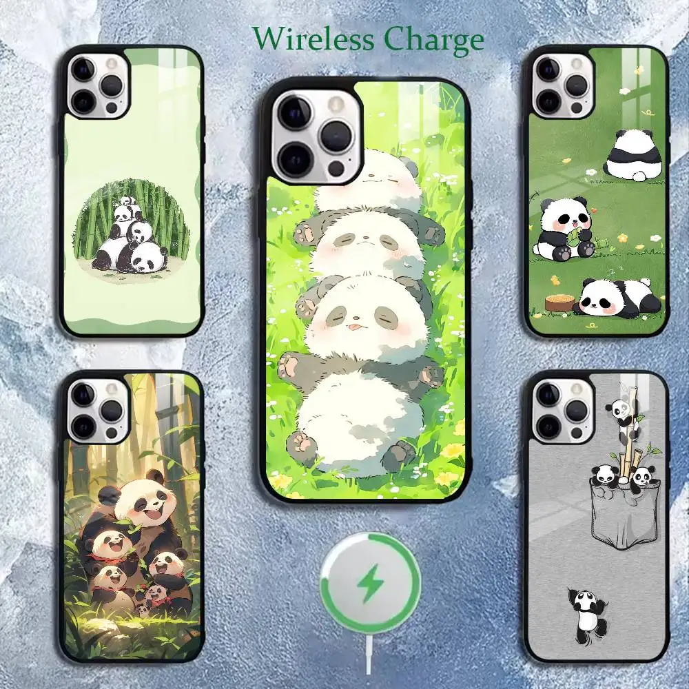 

Cute Pandas Phone Case For iPhone 17,16,15,14,13,12,11Plus,Pro,Max for Magnetic Wireless Charging