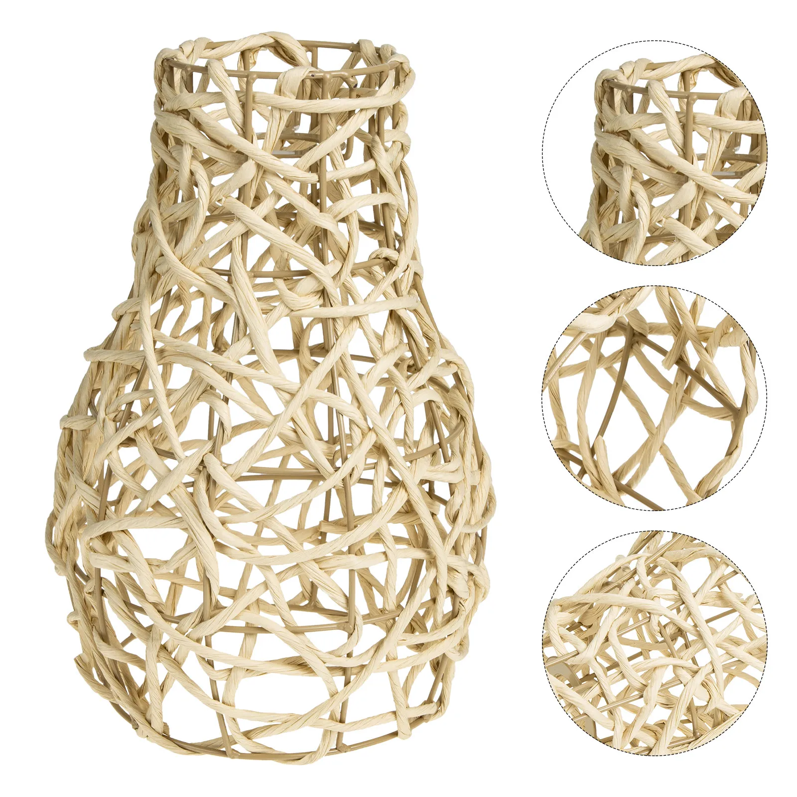 Chinese Style Woven Paper String Lampshade for Ceiling Light Fixture Decorative Diffuse Warm Lighting Home Bedroom Hotel
