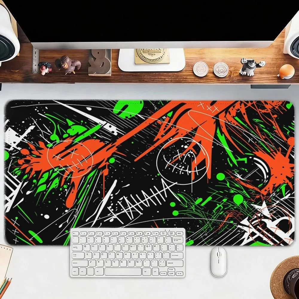 Abstract graffiti splashes onto the desktop, creating a design for the keyboard padalfombrillas para escritorio tapis de souris