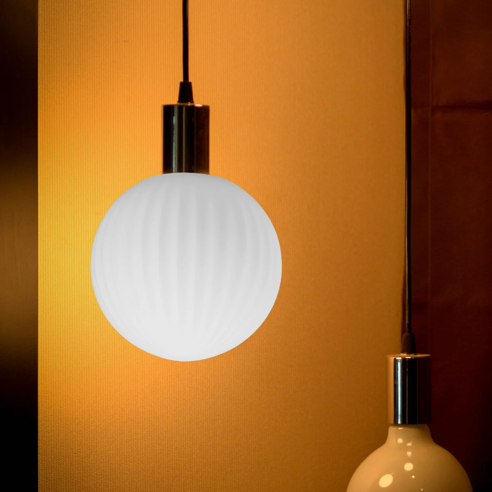 Elegant Frosted Striped Glass Globe Lampshade Pendant Ceiling Light Fixture Replacement Easy Setup Pendant Lights Shade