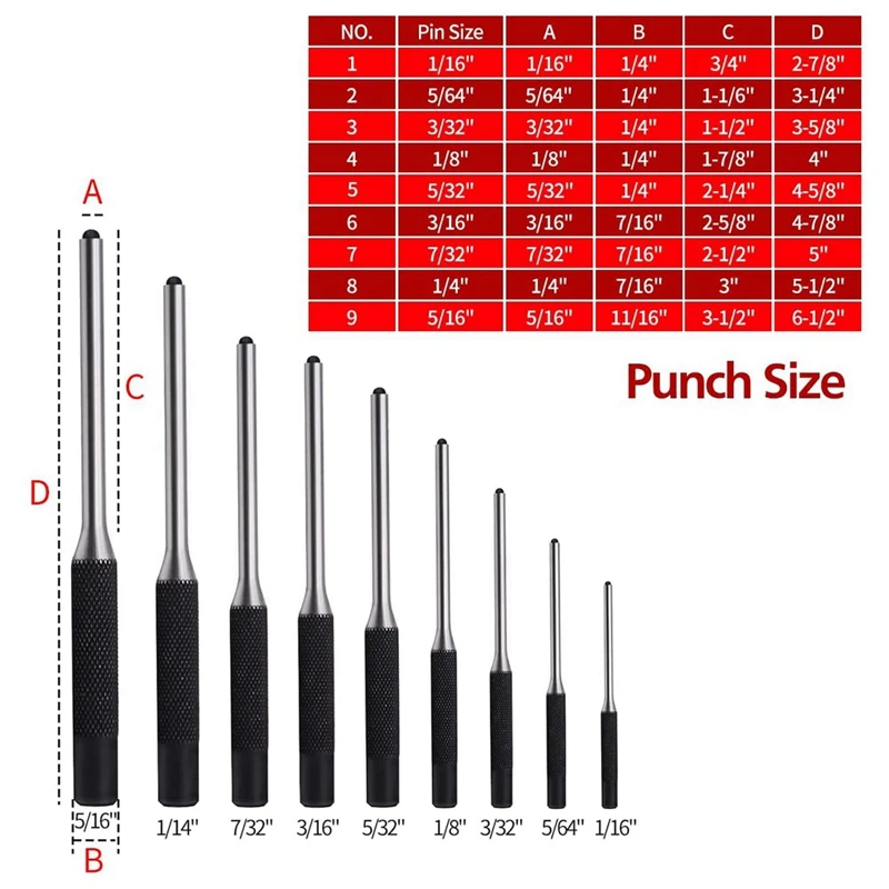 Roll Pin Punch Tools Set WIth Storage Pouch Smithing Punch Woodworking Removing Repair Tools Bench Block Pin Punches And Hammer