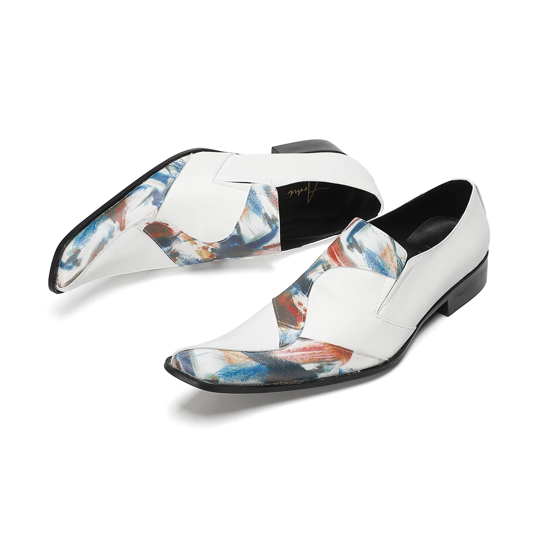 

Мужские туфли-оксфорды из натуральной кожи, модные мужские туфли с острым носком и принтом, формальные деловые туфли для свадьбы, размер 37-47