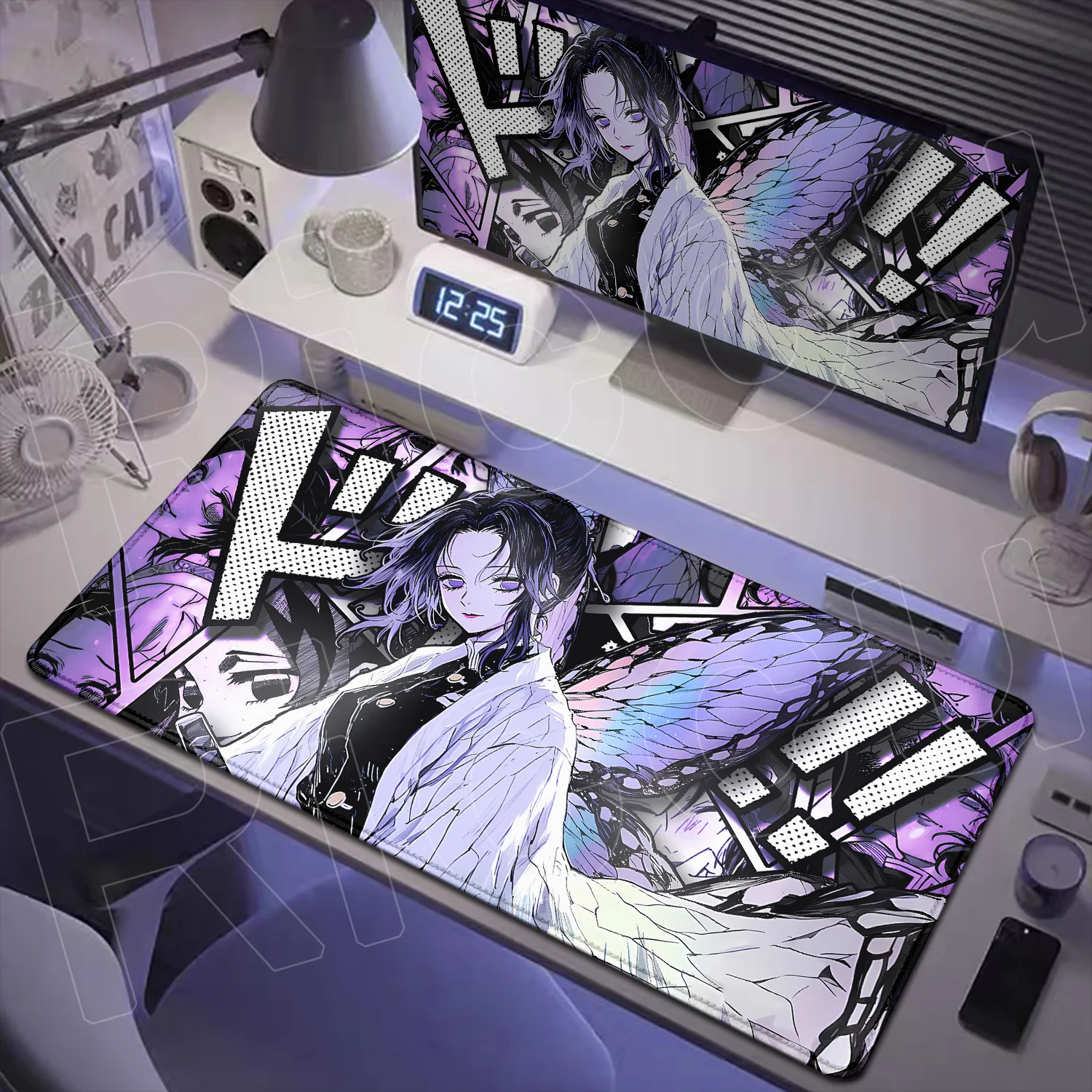 

90x40cm New Anime Demon Slayer HD Mousepad Computer Office Anti-slip Keyboard Table Mat XXL Kawaii Kochou Shinobu Rubber Playmat