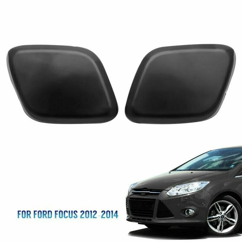 Pair Car Auto Front Headlight Washer Jet Cover Cap Black Plastic 1719217# BM51-13L018-ADXWAA Fit For Ford Focus 2012-2014 2013