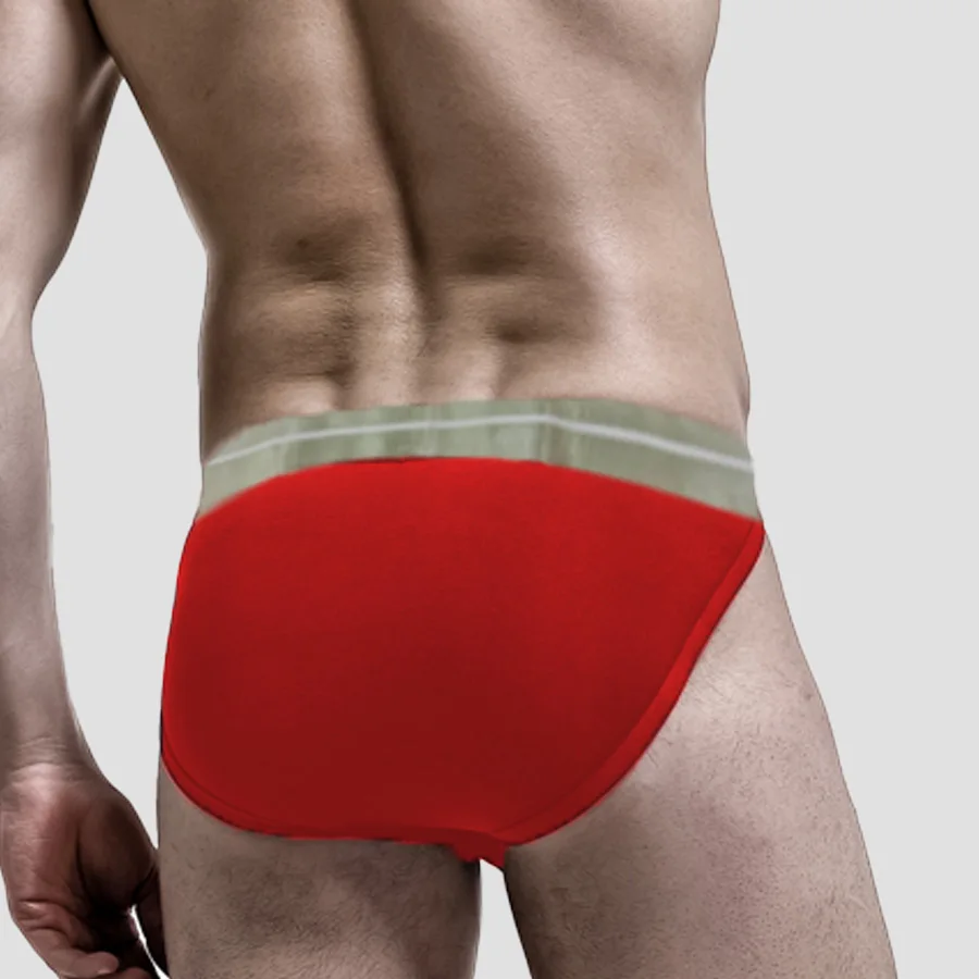 Gun-bullet split underwear for men, briefs, breathable U-convex tightrope, ice silk scrotal support, curved shorts