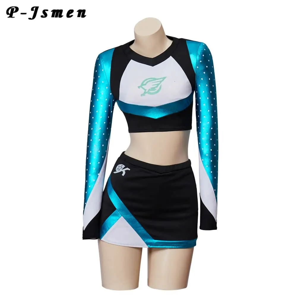 

P-jsmen Euphoria Cheerleader Uniform Costume Maddy Perez Cheer Outfit Long Sleeve School Cheerleading Halloween Cosplay Props