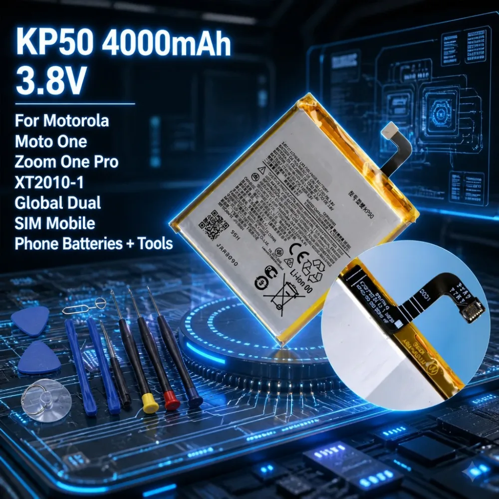 KP50 4000mAh 3.8V Replacement Battery for Motorola Moto One Zoom One Pro XT2010-1 Global Dual SIM Mobile Phone Batteries + Tools