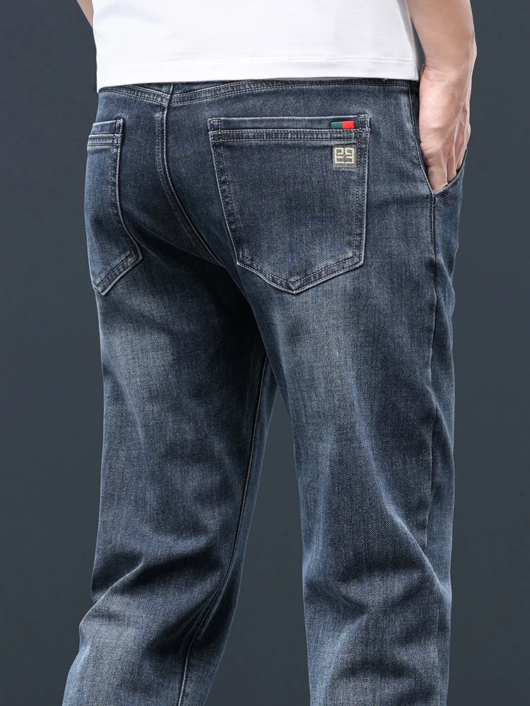 Brand Clothing Luxury Autumn Winter Cotton Men's Jeans Slim Denim Pants Blue Work Outdoors Korea Trousers Male Large Size 28-40