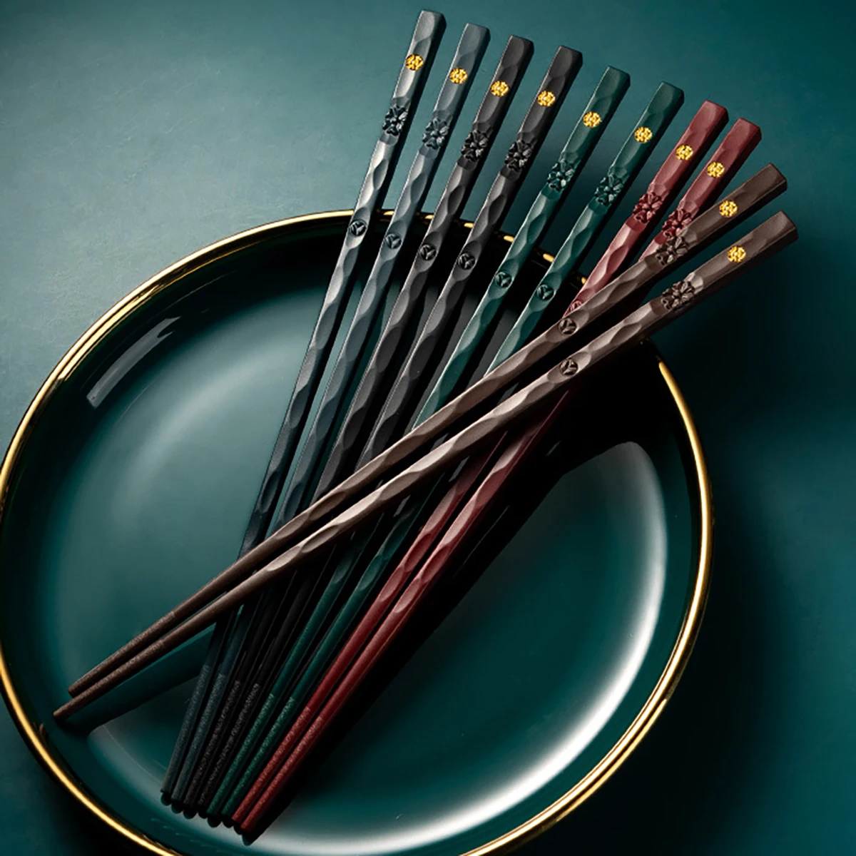 5pairs Alloy Chopsticks Set Mixed Color Dining Chopsticks Non-Slip Sushi Chopsticks Home Kitchen Party Dinnerware Set image 6