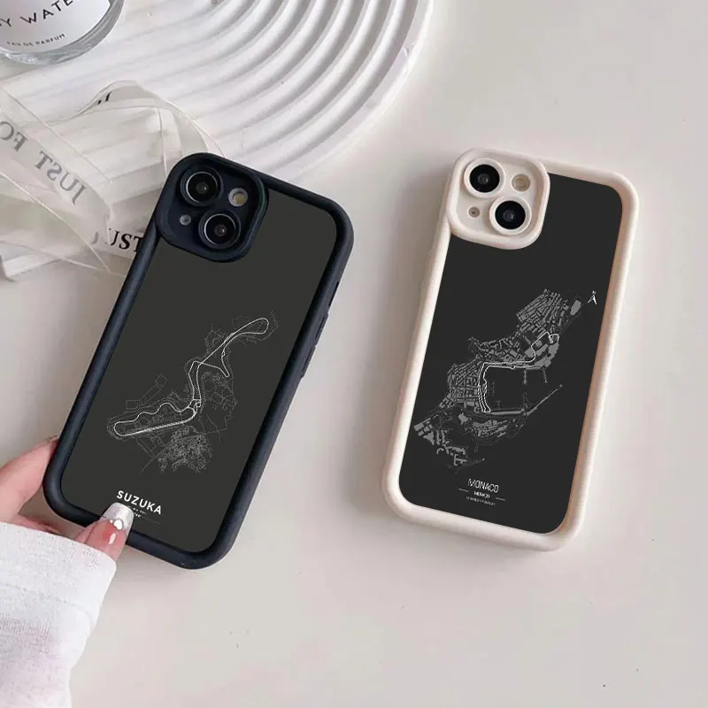 F1 Race Track Prints Soft Silicone Phone Case For Apple iPhone 12 13 Mini 11 14 15 16 Pro Max 7 8 Plus