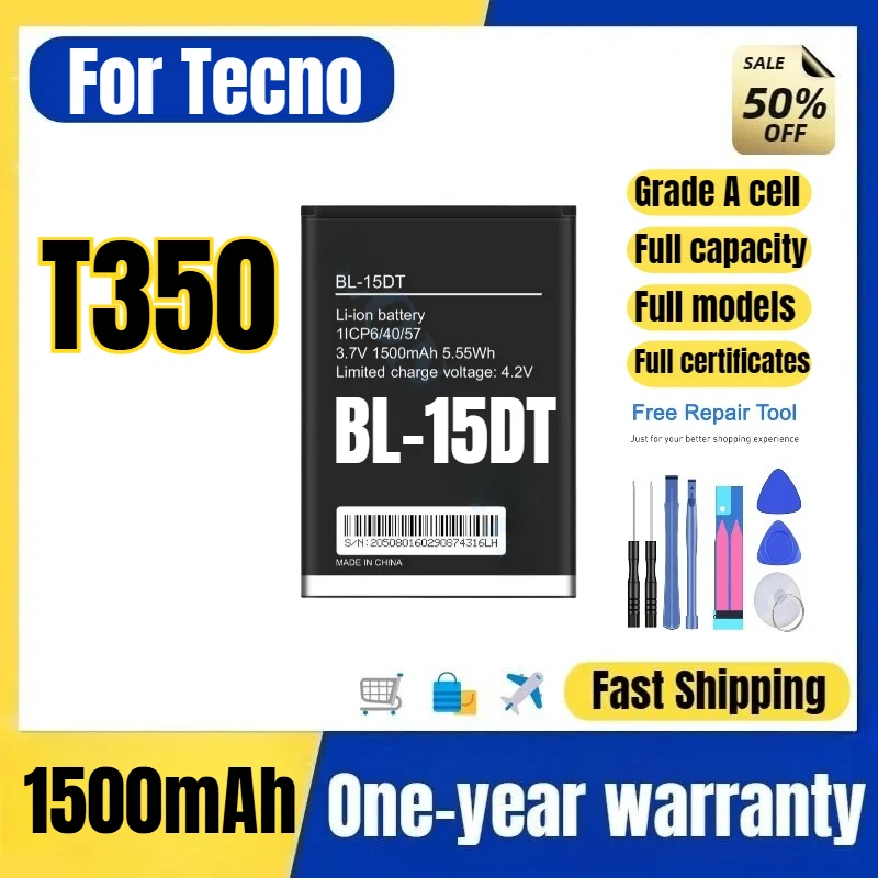 BL-15DT for Tecno T350 Phone Batteries 0 Cycle High Quality High Capacity Battery Replacement Bateria Grade A Cell with Tools