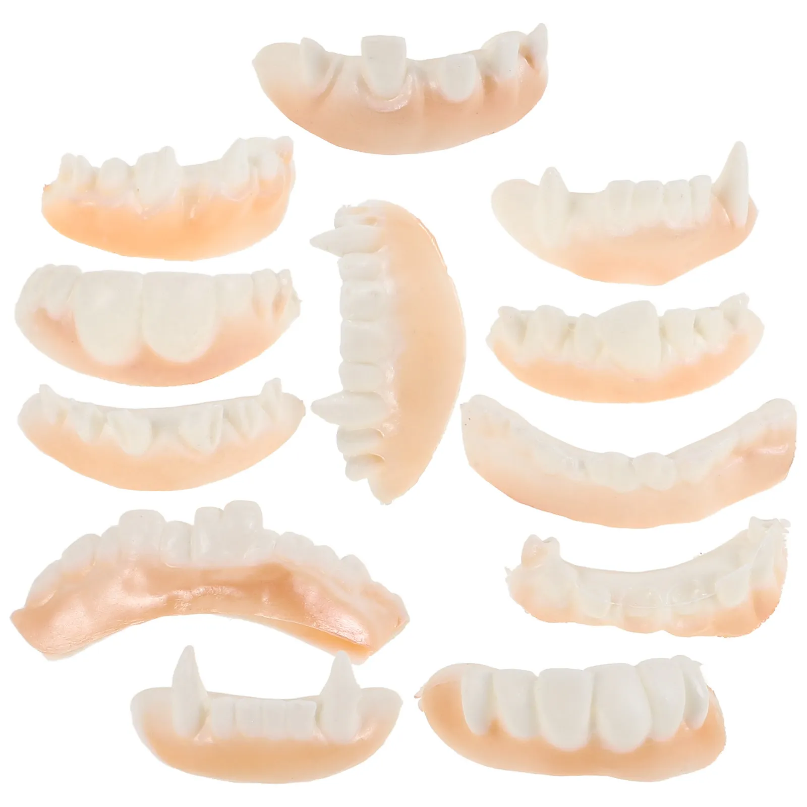 

12Pcs Halloween Fangs Teeth Props Scary Decoration Cosplay Party Favor Tricky Cosplay Teeth Costume Party Accessories