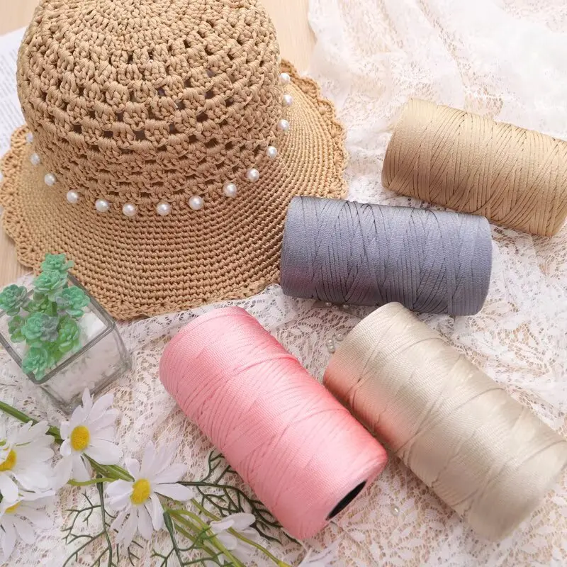 250g Lightweight Flat Yarn, Hollow Yarn, Handmade Crochet Yarn DIY Materials for Crocheting Summer Cool Sun Hats, Bags, Sandals, Cushions, Slippers, Straw Shoes. 1 Piece = 1 Unit - 250 Grams