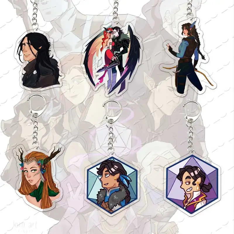 Llaveros de moda de The Legend of Vox Machina: Keyleth, Vex'ahlia, Vax, Percy. Colgantes para bolsos y accesorios, regalo para fans.