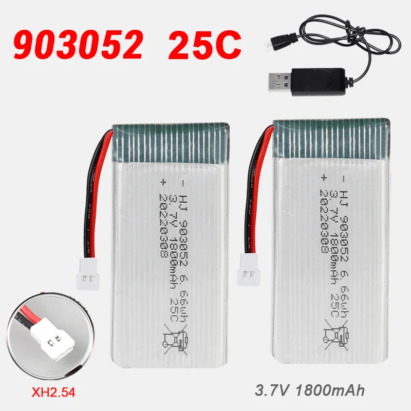 

903052 Battery 3.7V 1800mAh Lipo Polymer Battery 25C 2Pin Xh2.54 Plug for Sima X5SW X5SC X5C H5P RC Quadcopter Parts Accessories