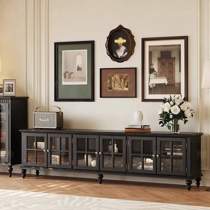 

Minimalist Black Tv Cabinet Glass Bedroom Nordic Long Storage Tv Cabinet Living Room Luxury Meuble Chambre Furniture Apartments