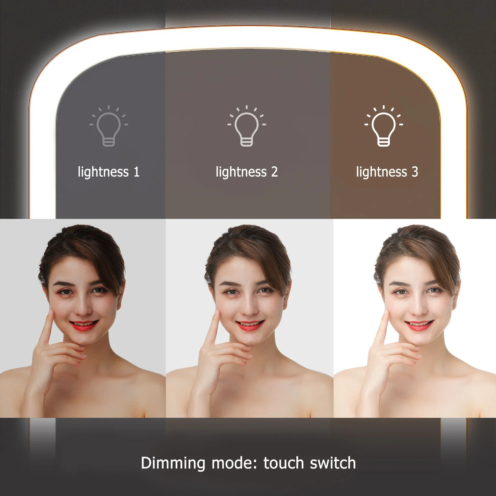 1Set LED-licht Desktop make-upspiegel Creatieve spiegel Damesspiegel LED-lichtspiegel Desktopspiegel