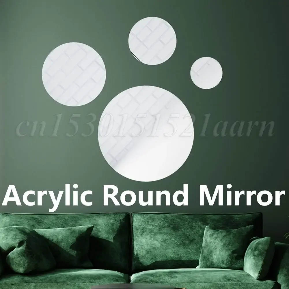 10-30cm Round Mirror Stickers Self Adhesive Bedroom Ornament 3D Acrylic Mirror Wall Decals Decoration DIY Small Circle Sticker