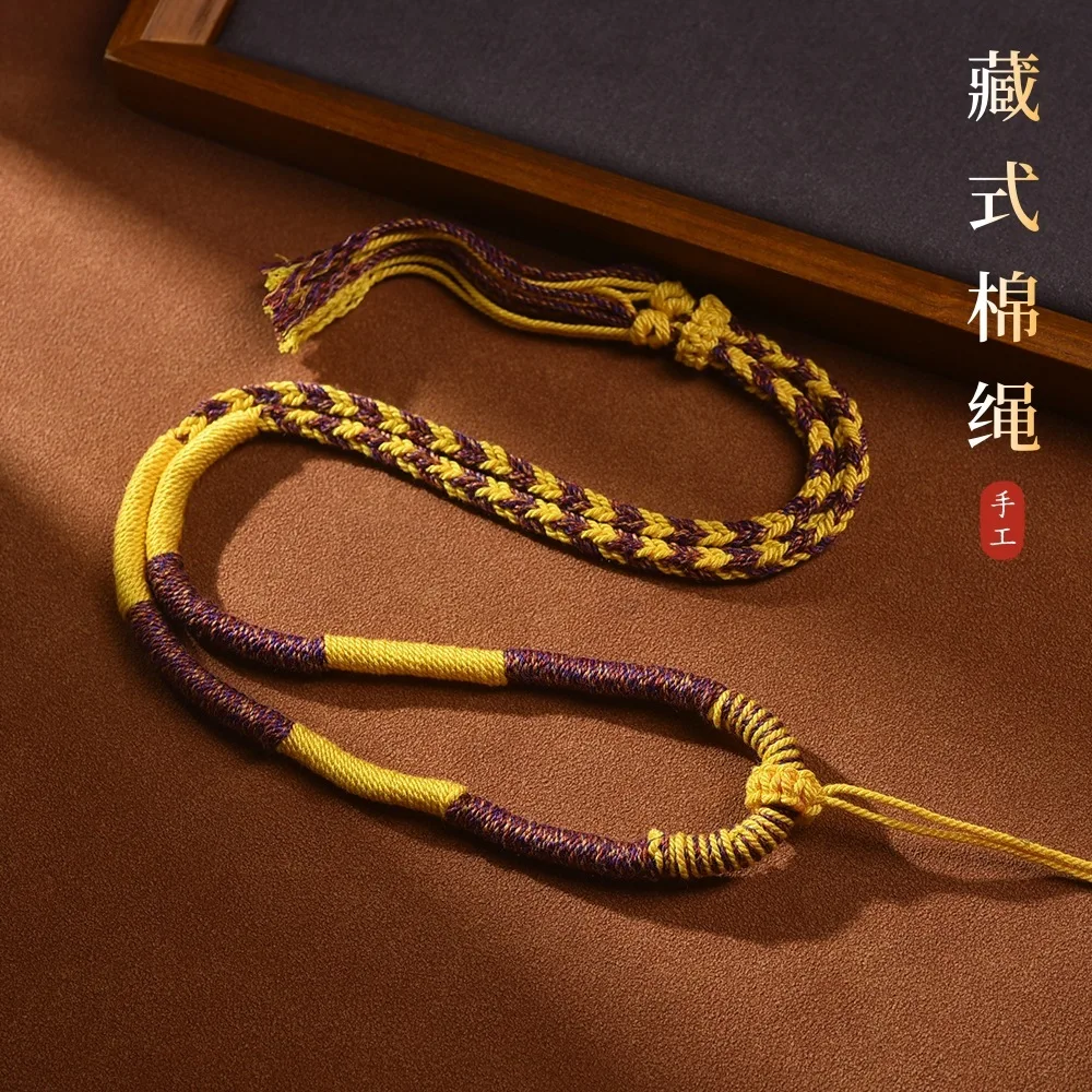 

Tibetan Woven Thangka Buddha Brand Necklace Beeswax Hanging Cinnabar Pendant Rope Hand Kneaded Cotton Lucky Jewelry