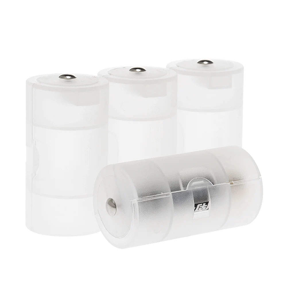 4 Pcs Battery Converter Adaptor AA to D Size Battery Protective Case Holder PP Material
